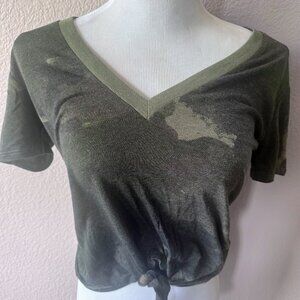 Alternative Women's Camo Cropped Waist Tie Top Size M